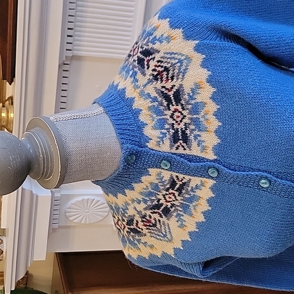 Vintage Shetland Fair Isle Cardigan Sweater - Picture 2 of 7